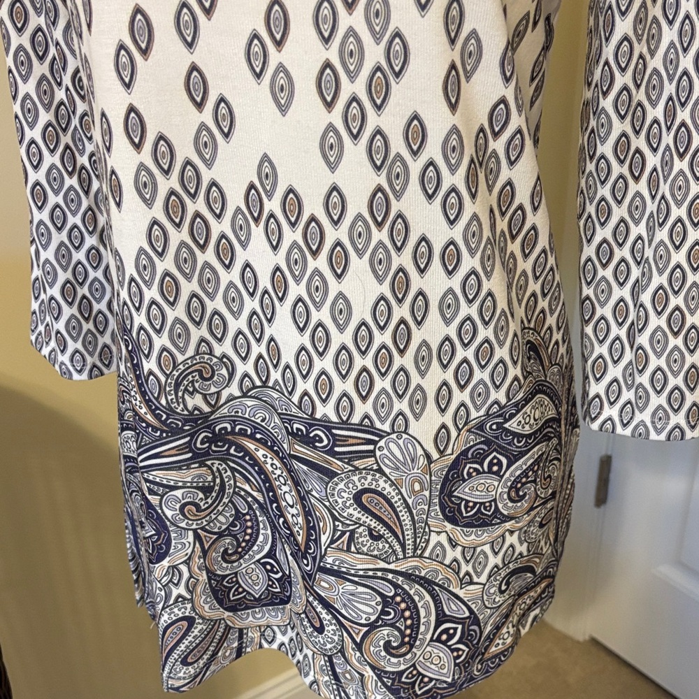 Chico's Cream and Purple Patterned Tunic size 0 (small) - Picture 2 of 4